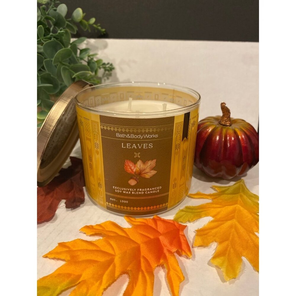 Bath & Body Works “Leaves” NEW 3 Wick Candle
